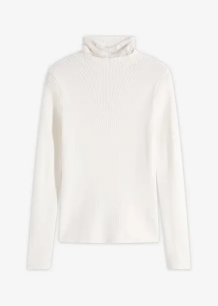 Ribbestrikket genser i lett viskosemiks