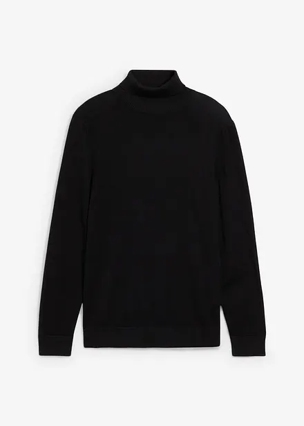 Finstrikket genser med f&oslash;rsteklasses merinoull og rullekrage, slim fit
