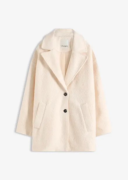 Kort, oversized kåpe i bouclé