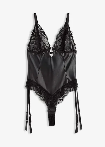 Body med blonder og avtagbar strømpeholder