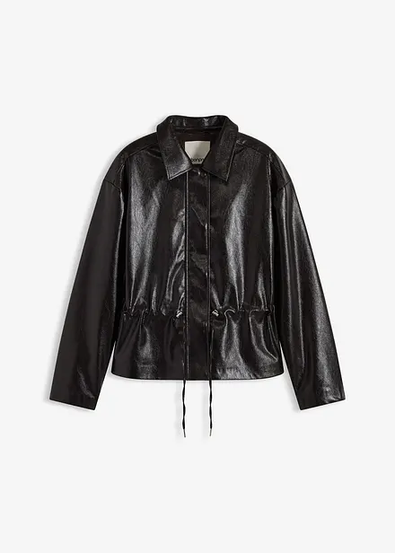 Jakke i imitert lakkskinn