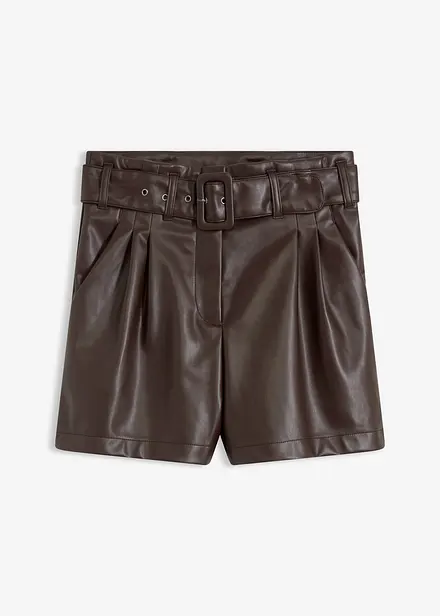 Shorts i imitert skinn med belte