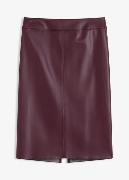 Knelangt skjørt i imitert skinn og smal modell