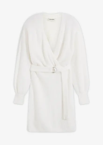 Strikket kjole i smal modell med accessoir