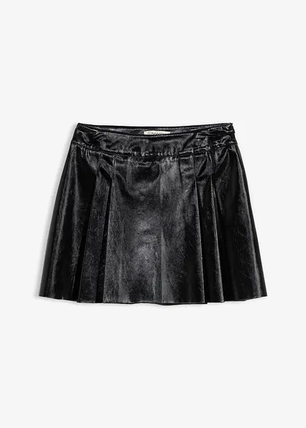 Kort skjørt i imitert skinn med motfolder