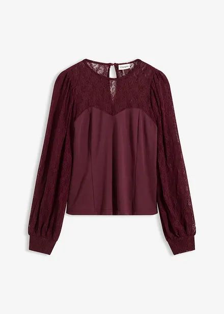 Langermet topp med blonder