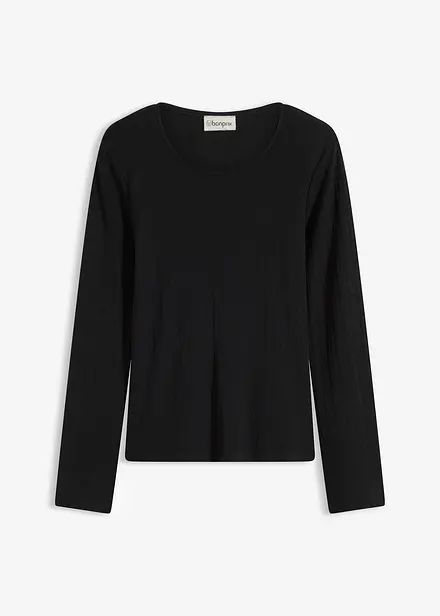 Langermet, ribbet topp