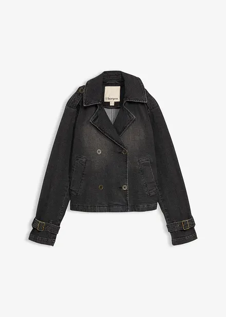 Denimjakke i trenchcoat-stil