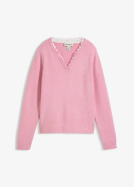 Genser med innfelte blonder