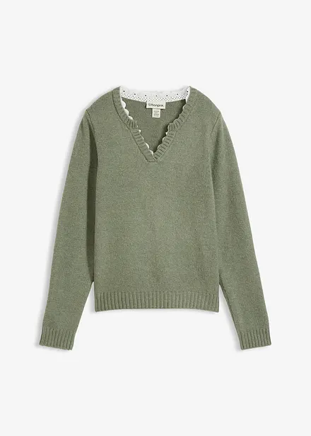 Genser med innfelte blonder