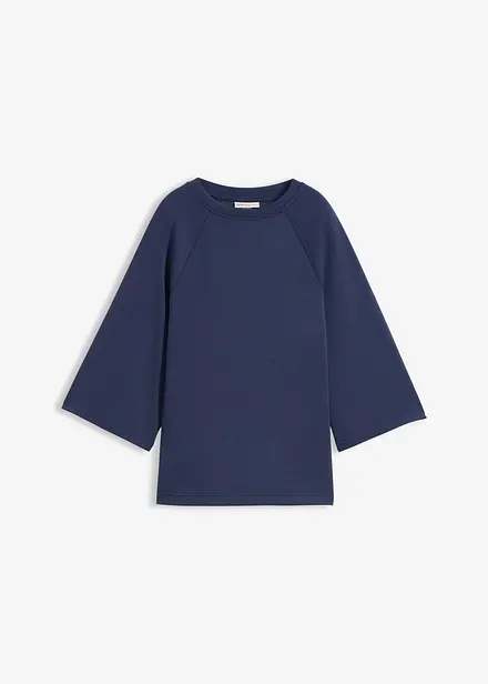 Boxy topp av scuba-manteriale med elastisk innfelling