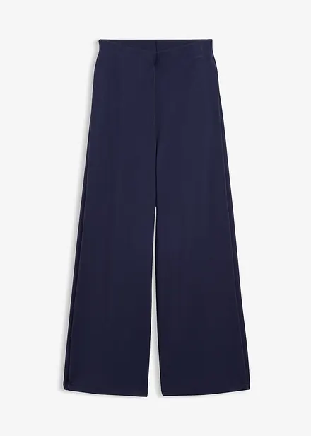 Vid bukse i materialmiks med fold p&aring; siden