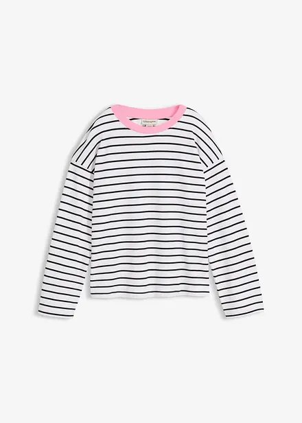 Oversized topp i 100% &oslash;kologisk bomull med lange ermer