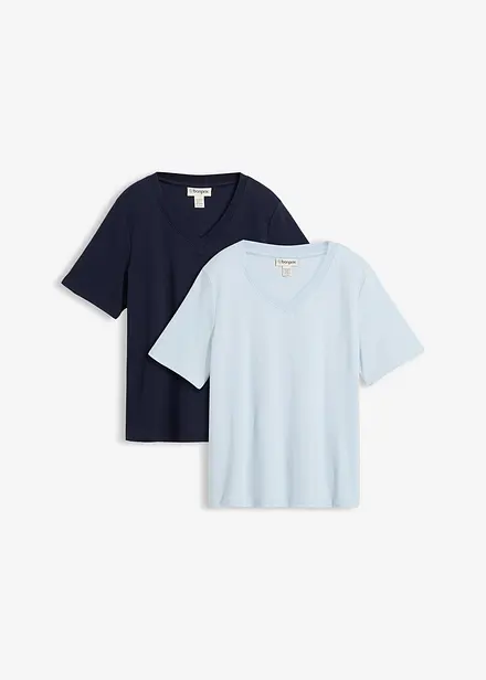 Topp i formstabil jersey i 100% &oslash;kologisk bomull (2-pack)