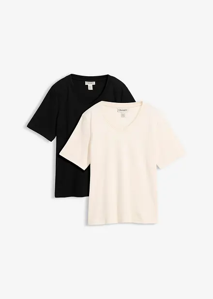 Topp i formstabil jersey i 100% &oslash;kologisk bomull (2-pack)