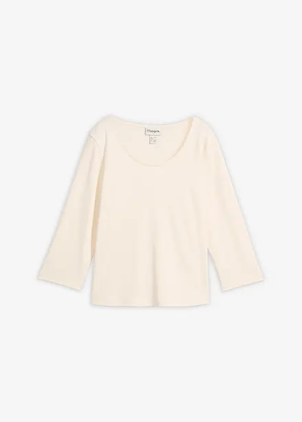 Topp i formstabil jersey i 100% &oslash;kologisk bomull med 3/4-lange ermer