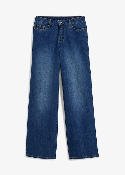 Wide Leg-jeans, Mid Waist, Stretch