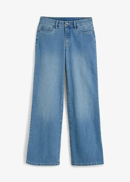 Wide Leg-jeans, Mid Waist, Stretch