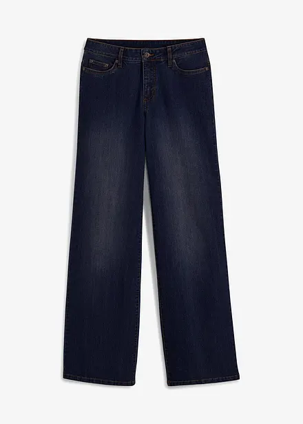 Wide Leg-jeans, Mid Waist, Stretch