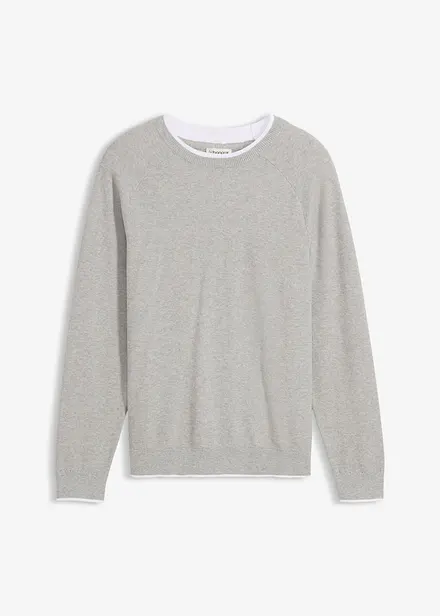 Finstrikket genser med dobbel krage