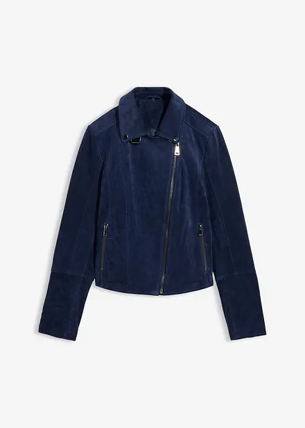 Bikerjakke i semsket skinn