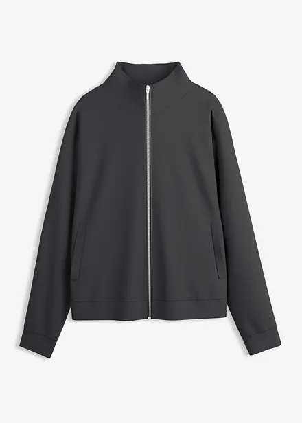 Jakke i scuba-materiale med glidel&aring;s