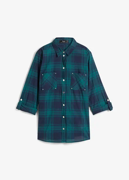 Rutete bluse i 100% bomull