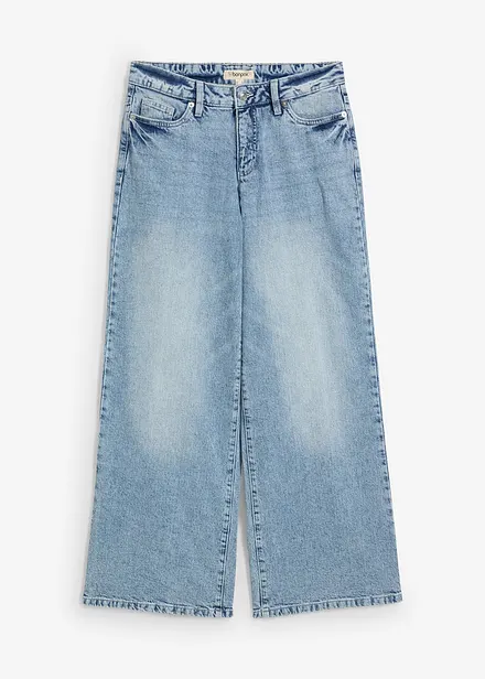 Wide Leg-jeans, Mid Waist, Low Stretch Full Length