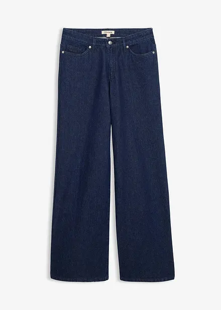 Wide Leg-jeans, Mid Waist, Low Stretch Full Length