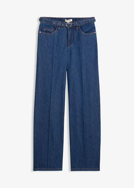 Loose fit-jeans Mid Waist, Straight, bomull