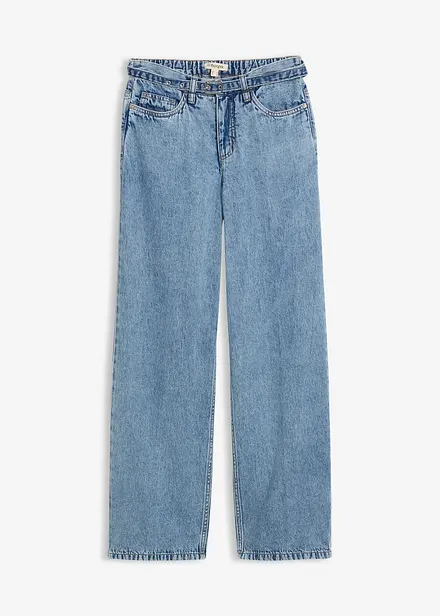 Loose fit-jeans Mid Waist, Straight, bomull
