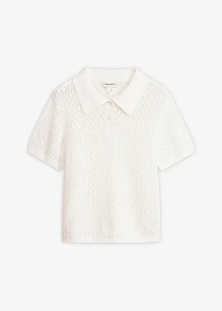 Genser i 100% bomull med hullm&oslash;nster