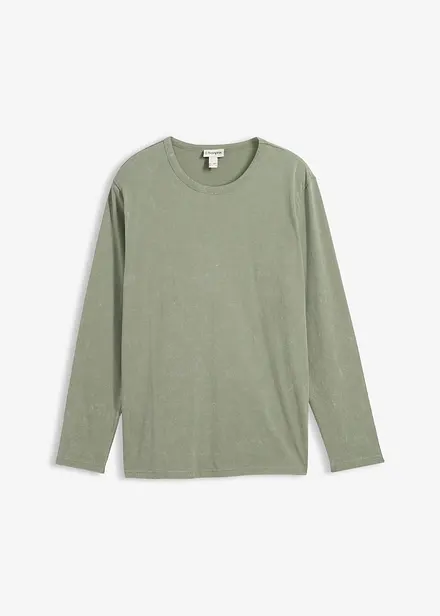Langermet shirt i 100% bomull med vasket effekt