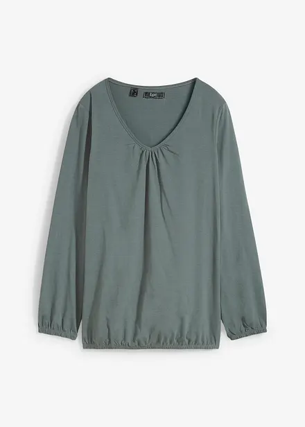 Langermet topp i 100% bomull med strikk