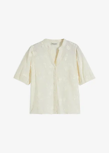 Kortermet bluse i 100% bomull