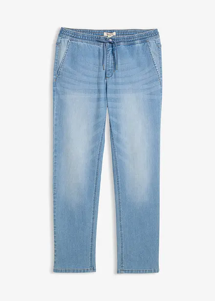 Regular fit-pull on-jeans i lett denim med stretchlinning, Straight