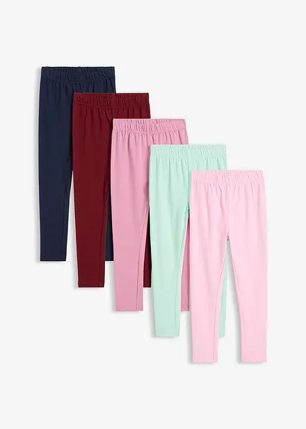 Leggings i &oslash;kologisk bomull med elastan (5-pack)