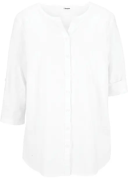 Bluse med lin og 3/4-lange ermer