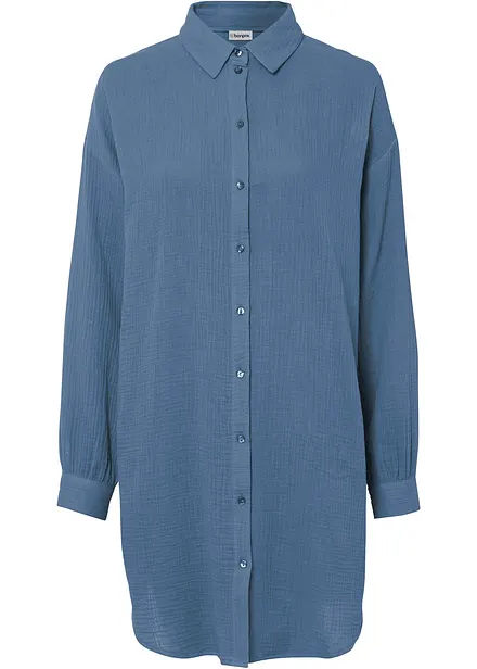 Lang, oversized musselinbluse