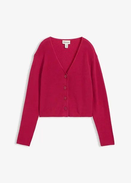 Kort cardigan i 100% &oslash;kologisk bomull