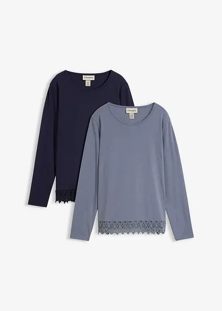 Langermet topp i 100% bomull (2-pack)