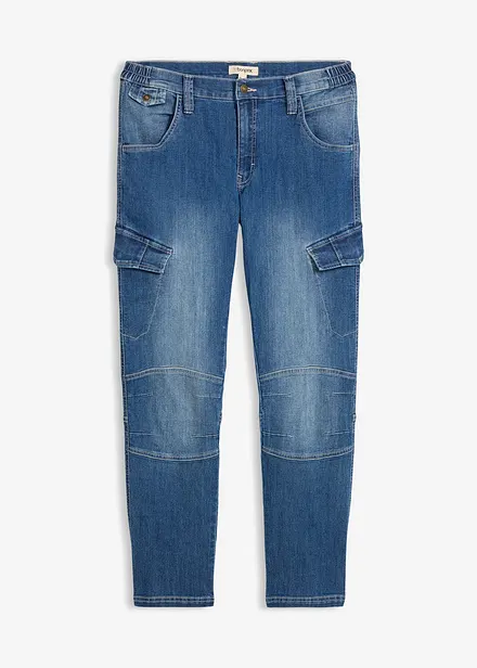 Regular fit-cargojeans i lett denim med stretchlinning, Straight