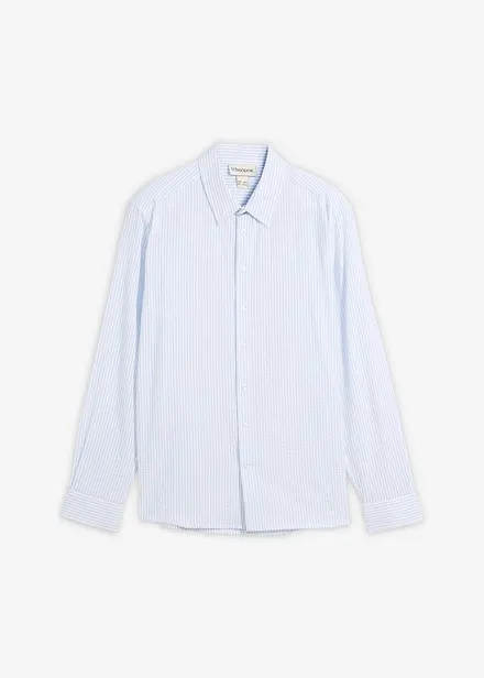 Langermet skjorte i krepp, Regular fit