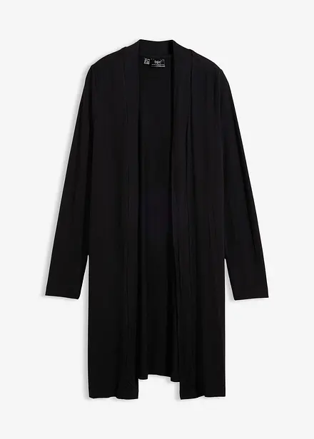 Lang trikotjakke i myk viskosemiks