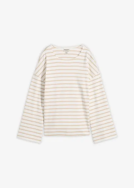 Stripete, langermet topp i &oslash;kologisk bomull