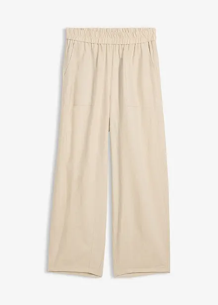 Barrel-bukse i lett linmiks