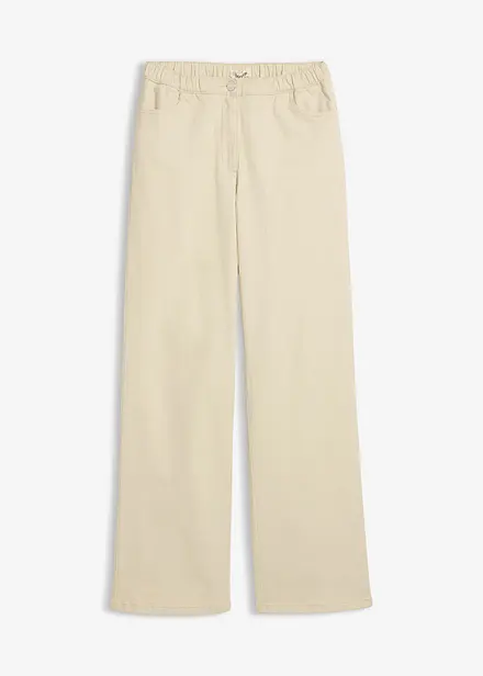 Bukse med vide ben og komfortlinning, High Waist