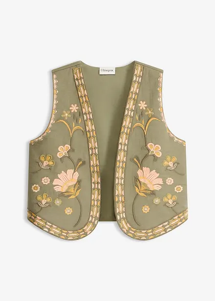 Brodert vest av luftig linmiks