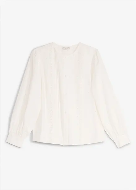 Bluse av strukturert poplin