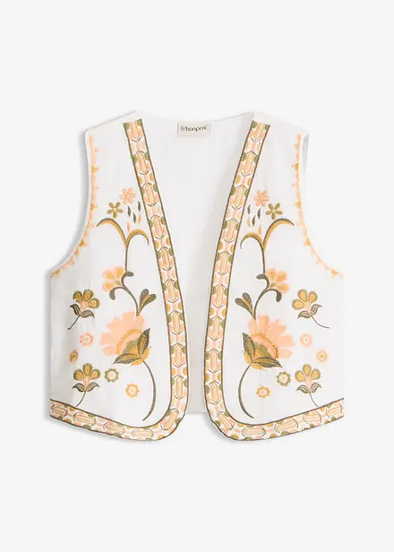 Brodert vest av luftig linmiks